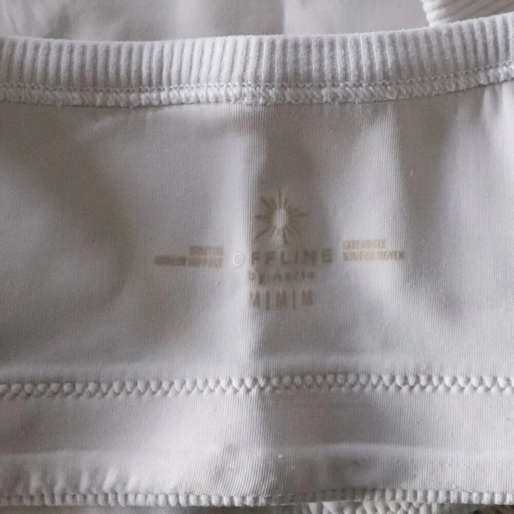 OFFLINE By Aerie White M Women's Ribbed Sports Bra Sleeveless Medium Support Top - Picture 7 of 9
